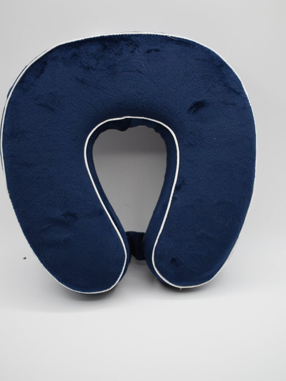 Memory Foam Travel Neck Pillow Navy Blue Plush U-Shaped Airplane Car Travel